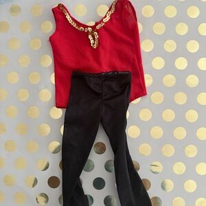 Red Sequin Top and Black Pants Set 18” doll